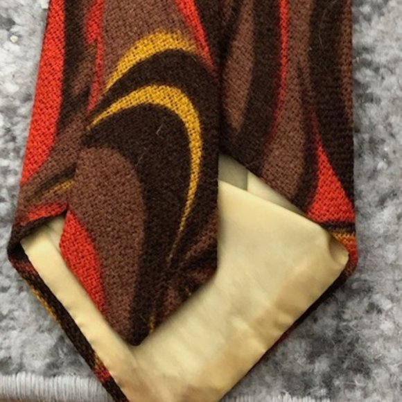 Vintage Psychedelic Tie Original Cotton Wool Blend Swirl Pattern Old - Picture 6 of 10